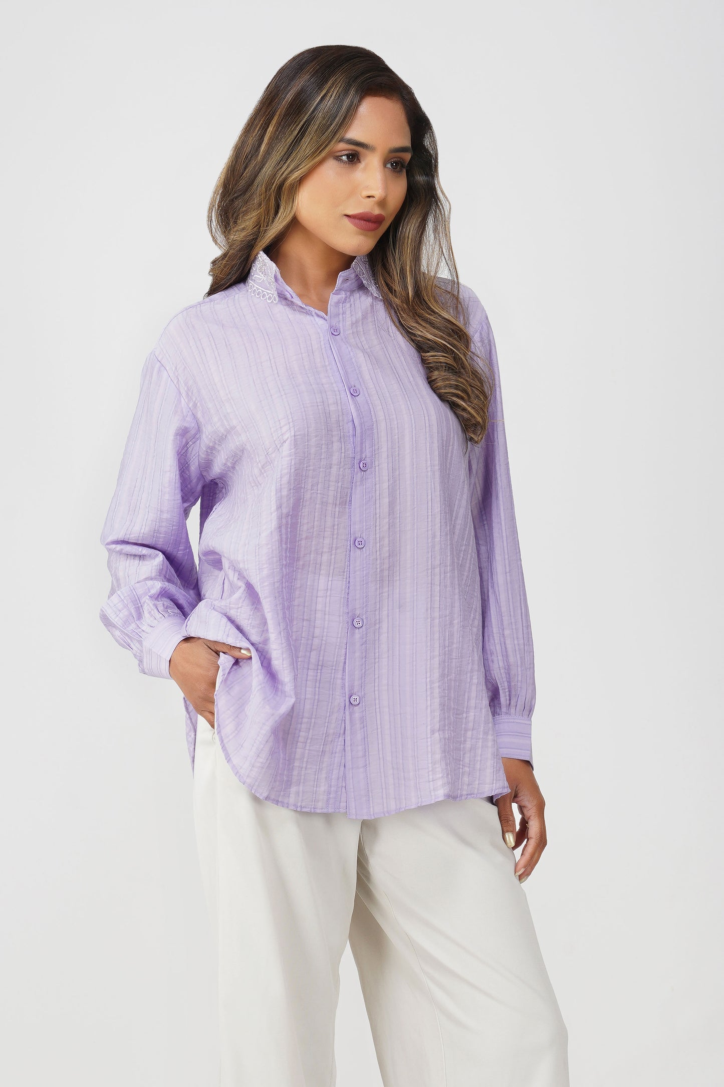 Couture Silk Collar Shirt – Lilac