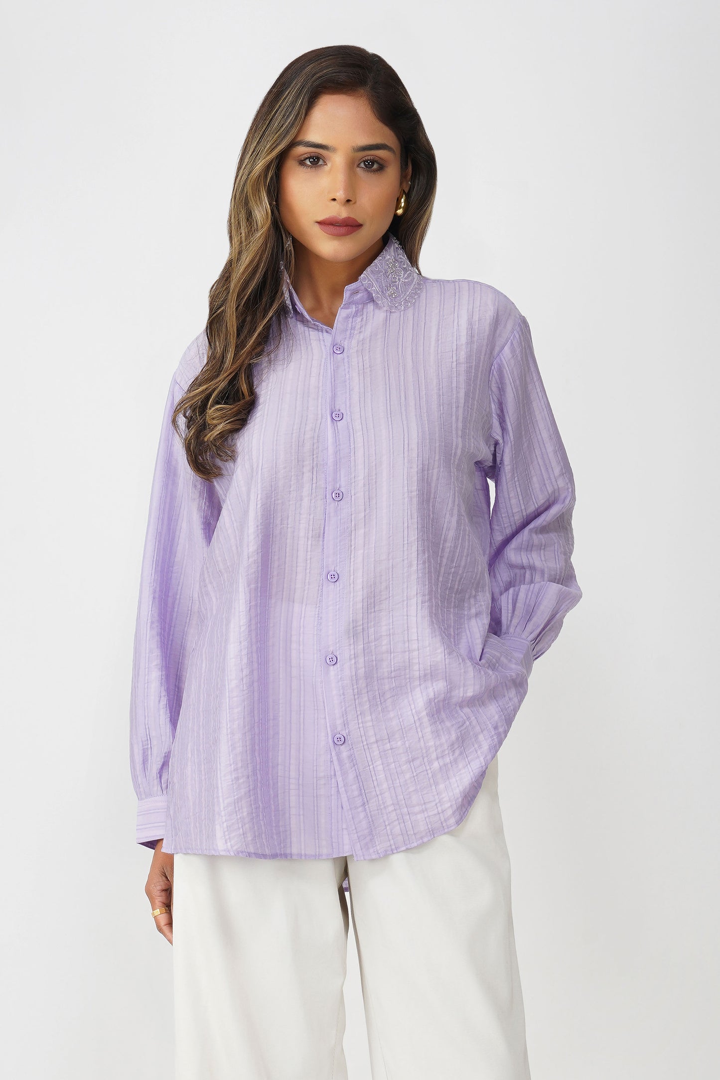 Couture Silk Collar Shirt – Lilac