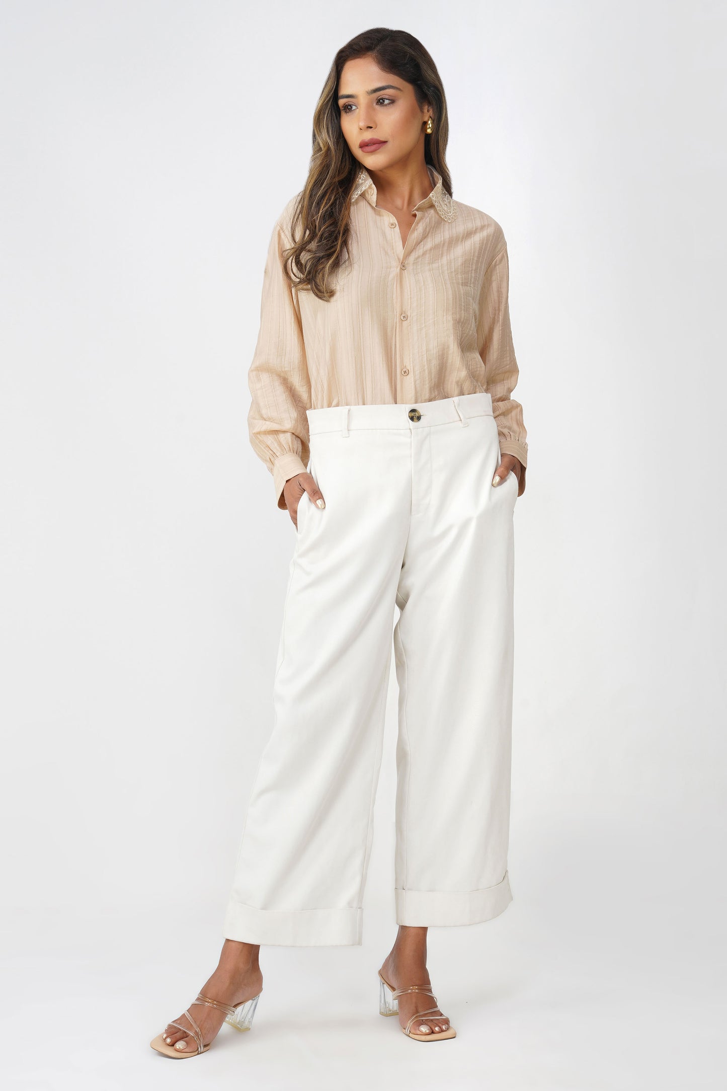 Couture Silk Collar Shirt – Champagne Mist