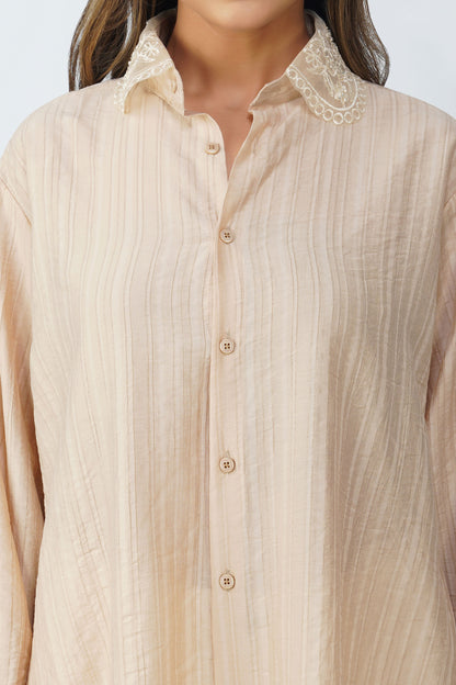 Couture Silk Collar Shirt – Champagne Mist