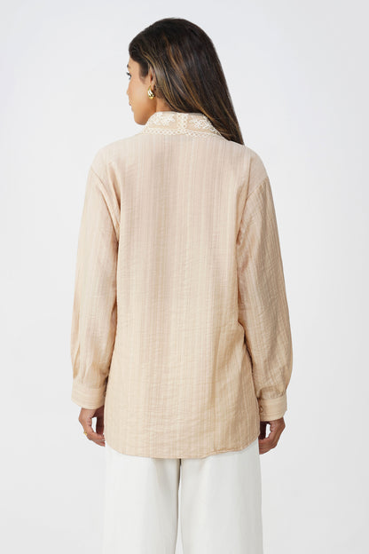 Couture Silk Collar Shirt – Champagne Mist