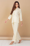 Suhani Ivory Shimmer Shirt & Pants Coord Set with Handwork Yoke | Bindigasm