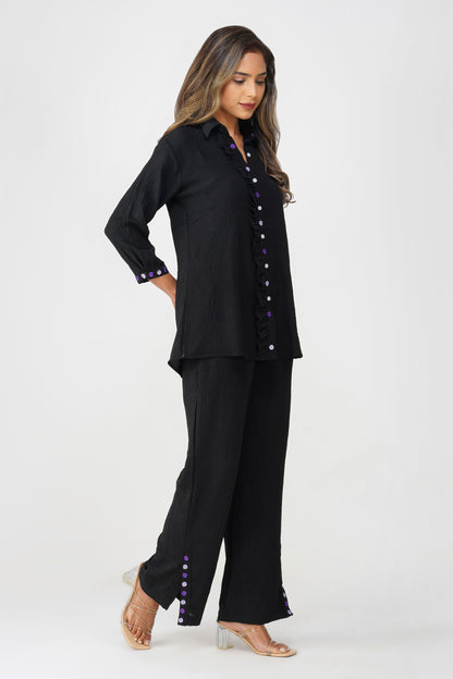 Phoolmati Embroidered Coord Set – Black by Bindigasm