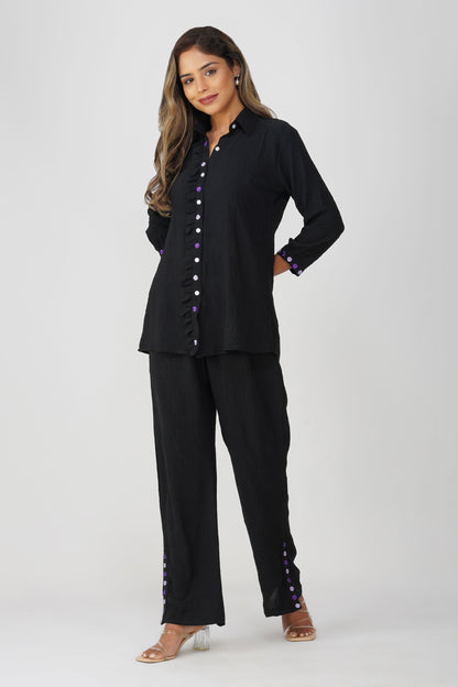 Phoolmati Embroidered Coord Set – Black by Bindigasm