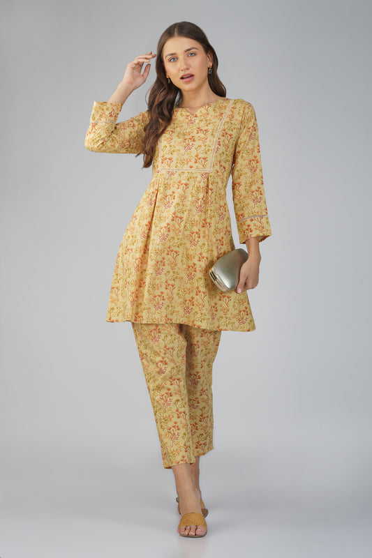 Kajal Cotton Co-ord - Yellow