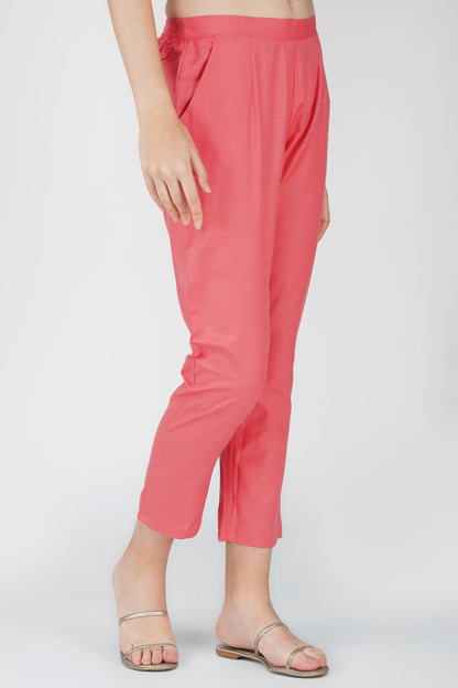 Pink Floral Shirt Co-ord Set – Contrast Panel Top with Solid Pants