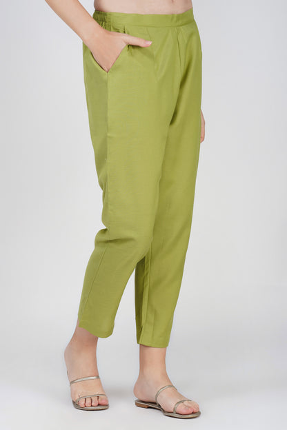 Fresh Green Floral Shirt Co-ord Set – Contrast Panel Top with Solid Pants
