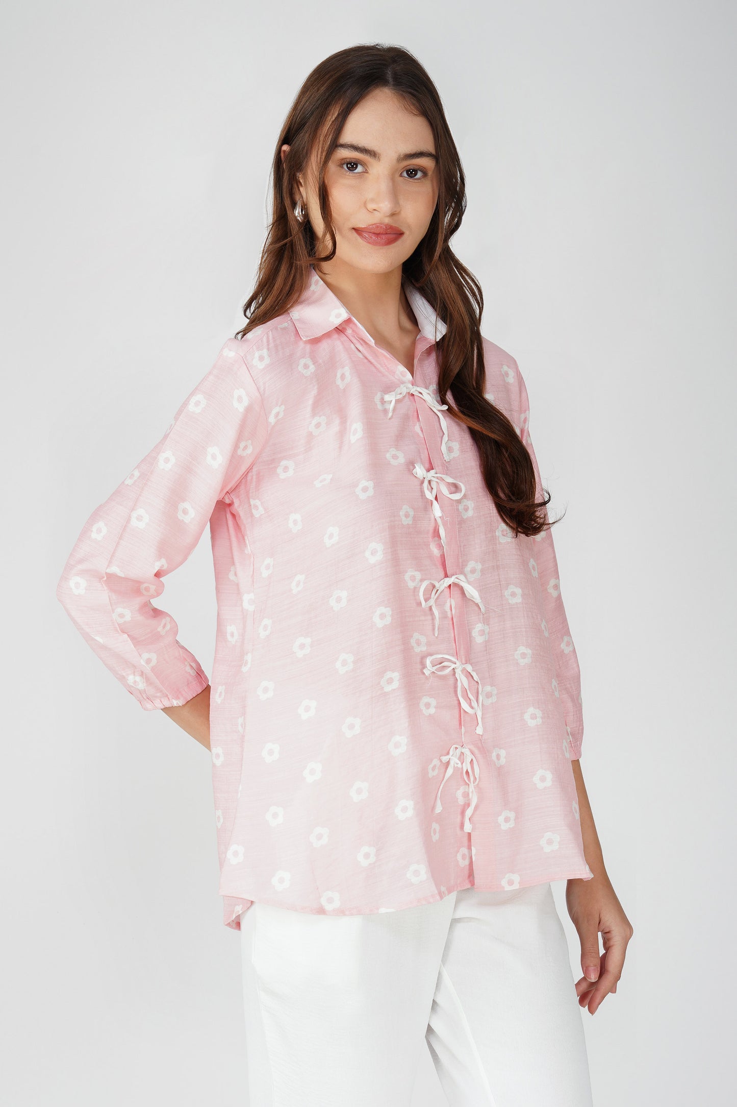 Printed Lace Shirt with Pant Co-ords