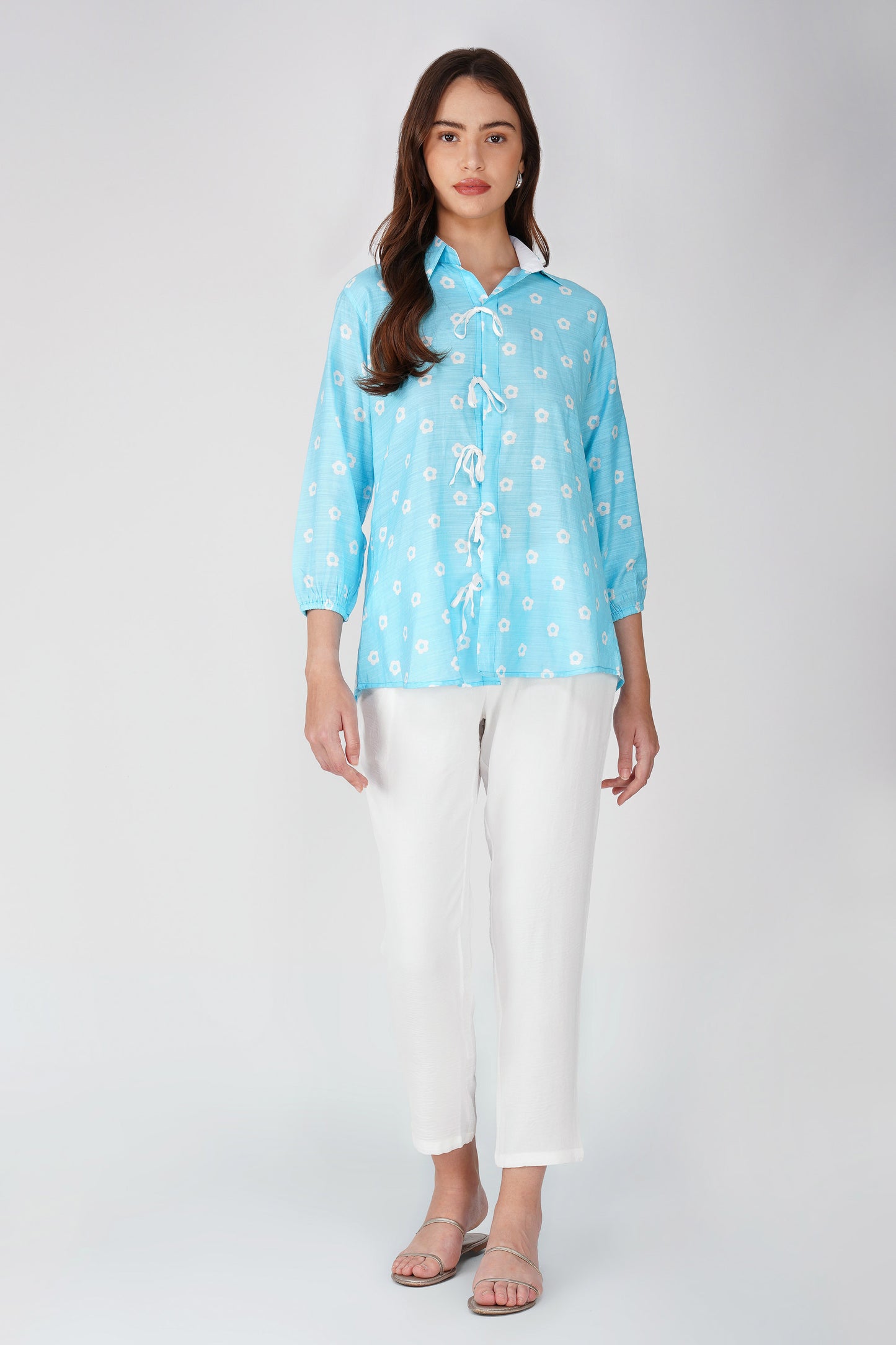 Printed Lace Shirt with Pant Co-ords