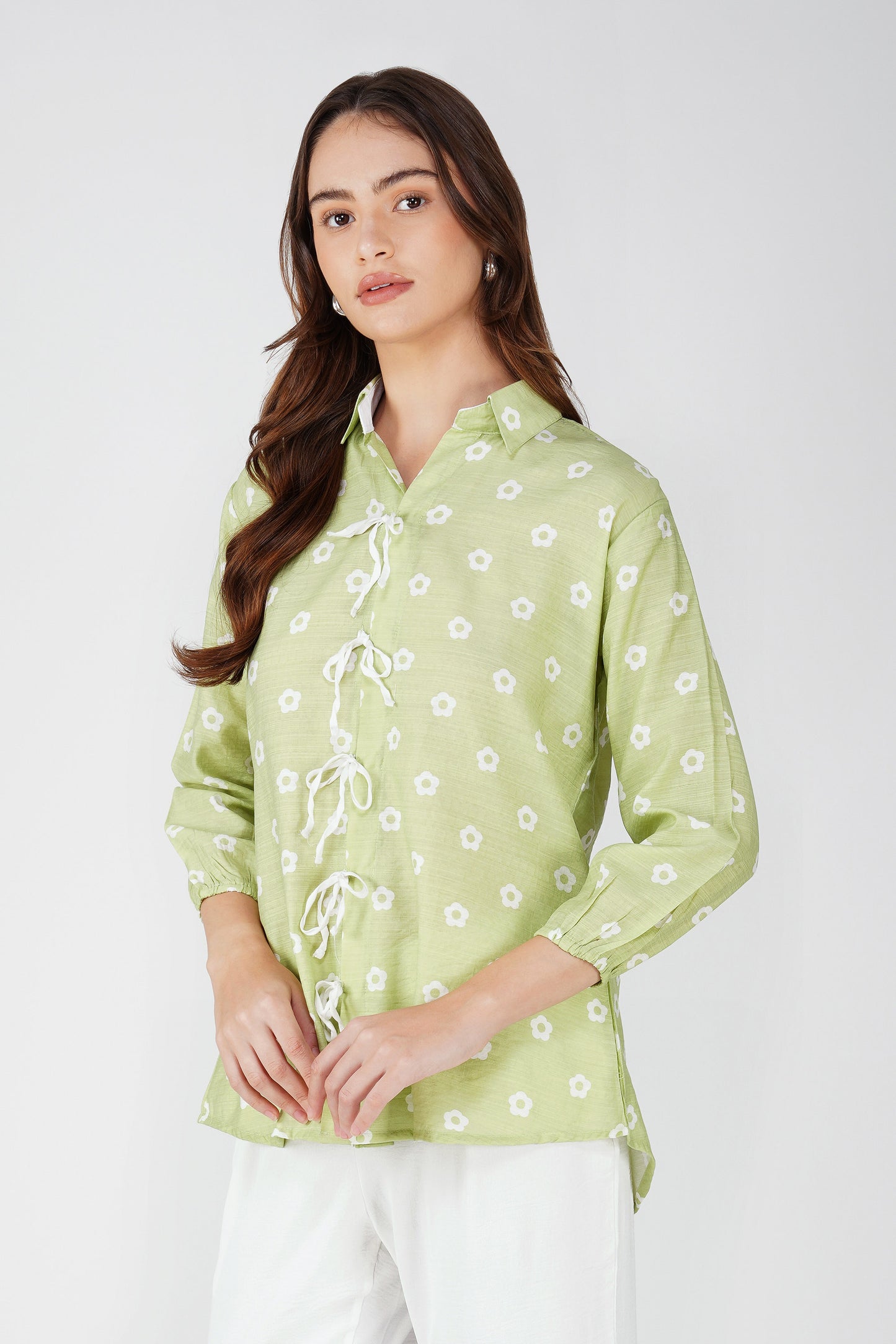 Printed Lace Shirt with Pant Co-ords