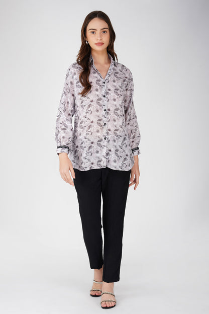 Rose Print Black and White Watercolour Shirt