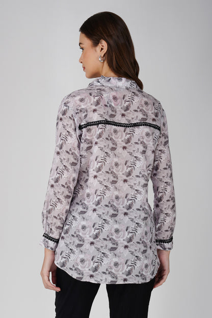 Rose Print Black and White Watercolour Shirt