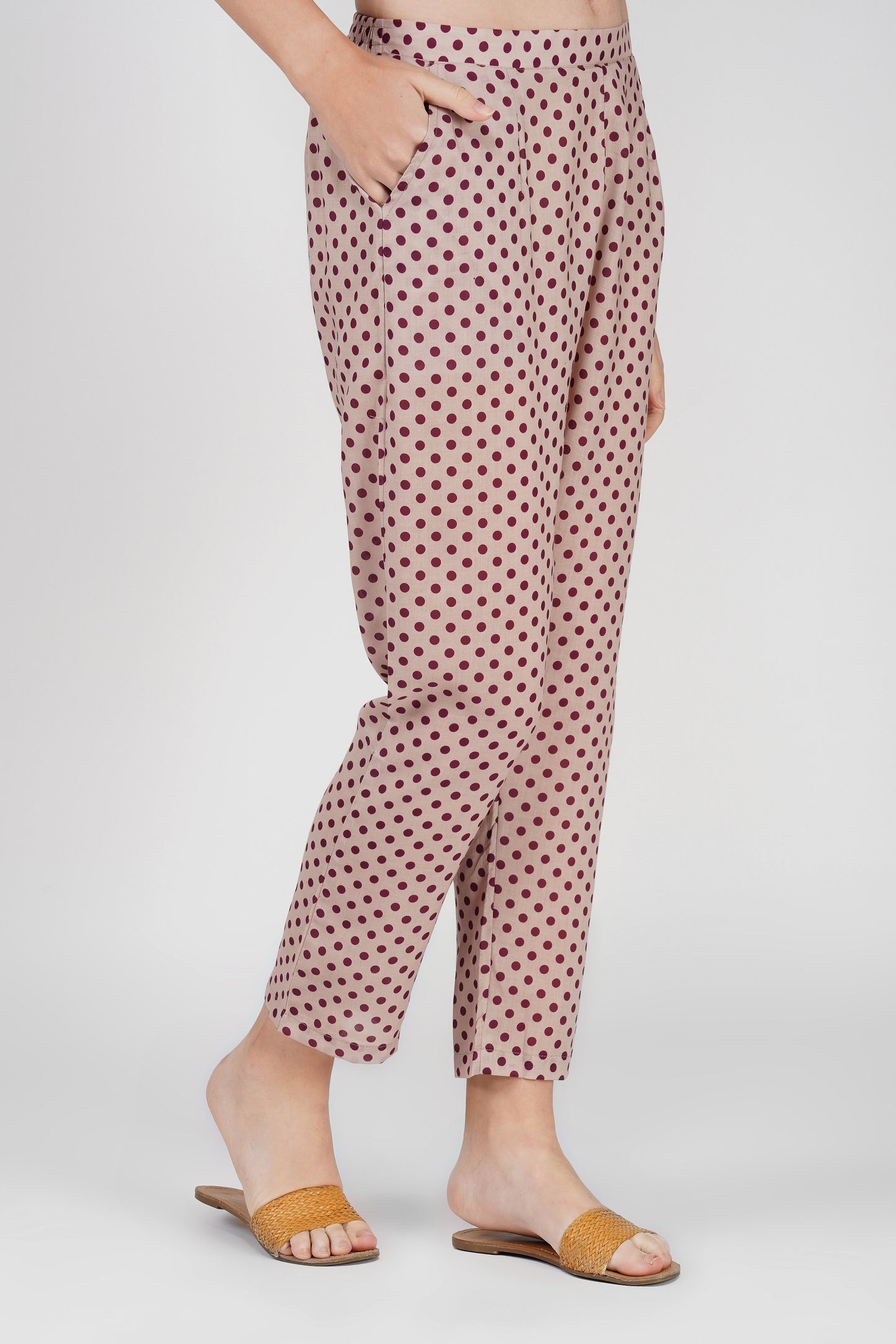 Leafy Polka Dots Co-ord Set Maroon