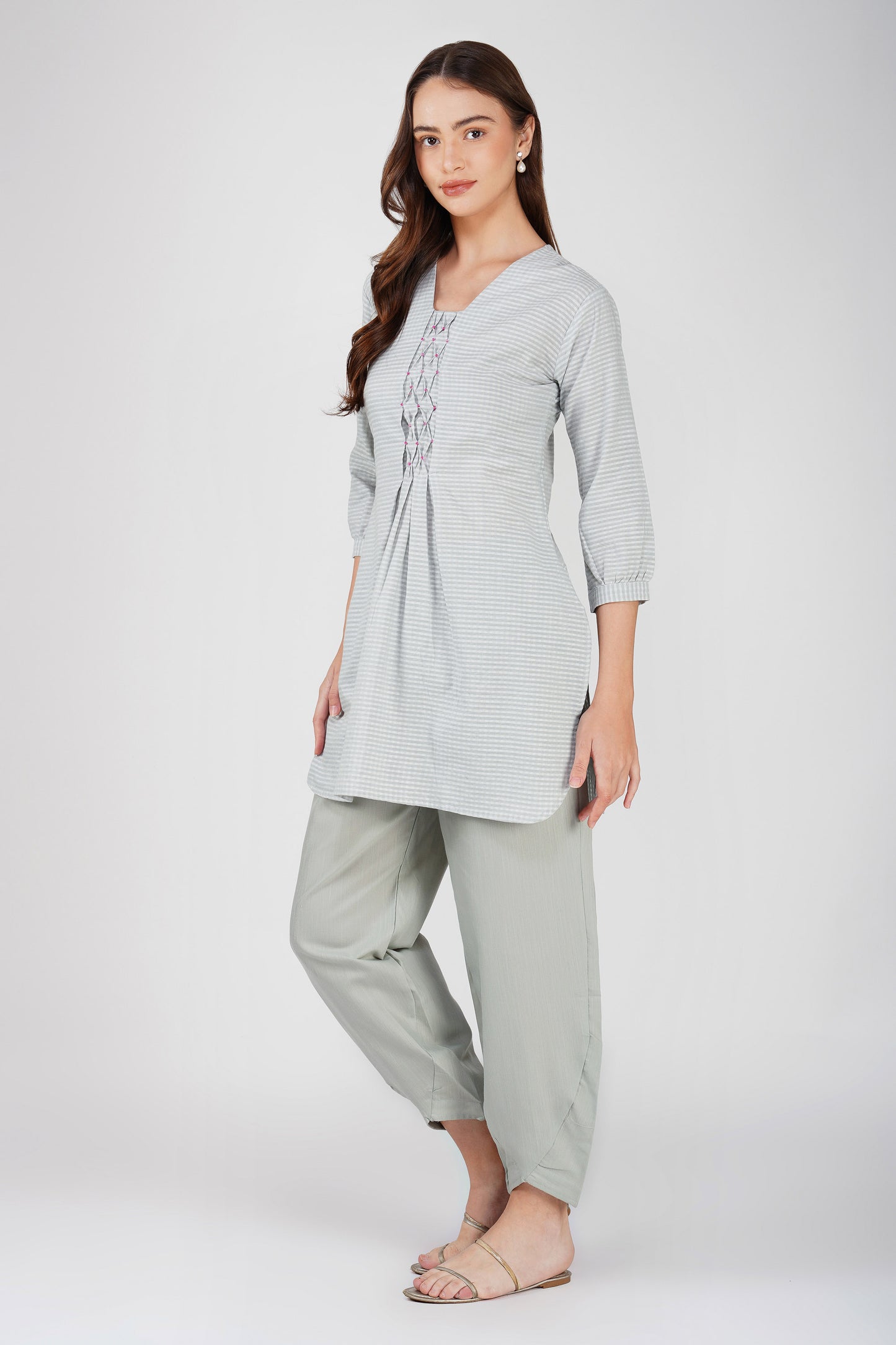 Handloom Kurta Set Gray