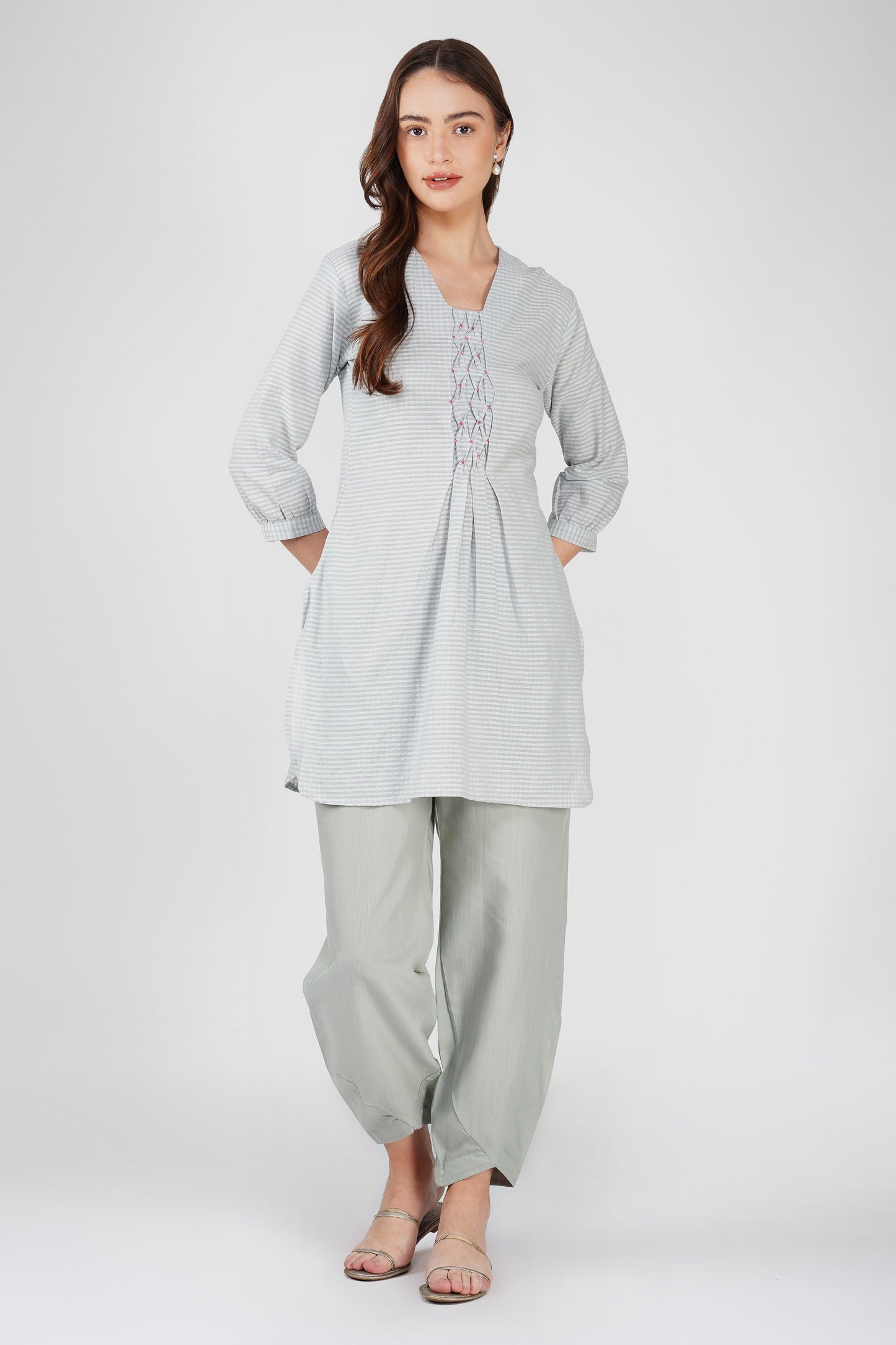 Handloom Kurta Set Gray