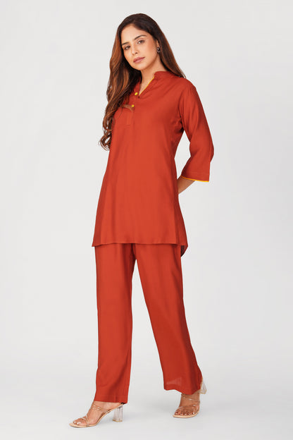 Sabr Everyday Kurta Set Rust Orange | Bindigasm