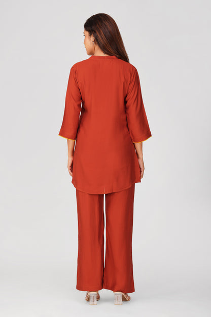 Sabr Everyday Kurta Set Rust Orange | Bindigasm