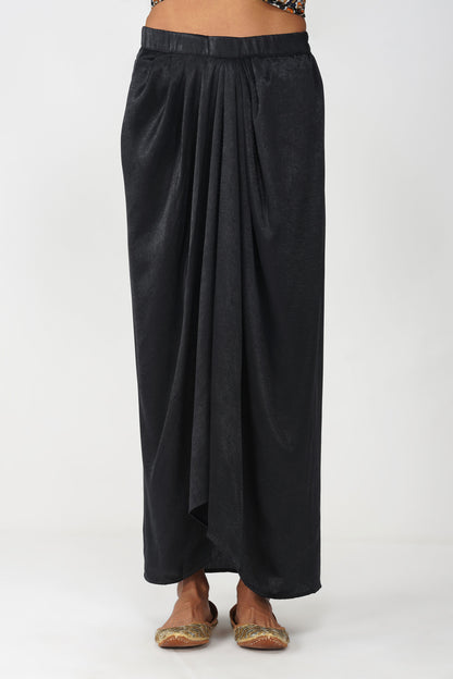 Piya Drape Skirt Set – Black Elegance