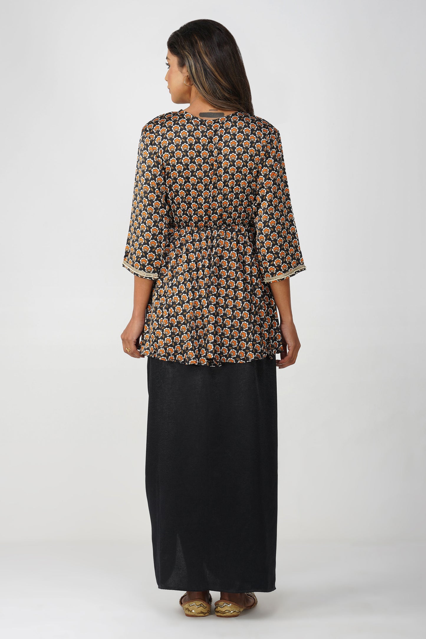 Piya Drape Skirt Set – Black Elegance