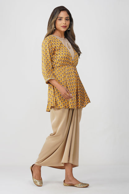 Piya Drape Skirt Set – Mustard Bloom