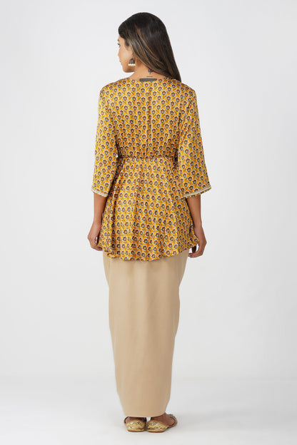 Piya Drape Skirt Set – Mustard Bloom