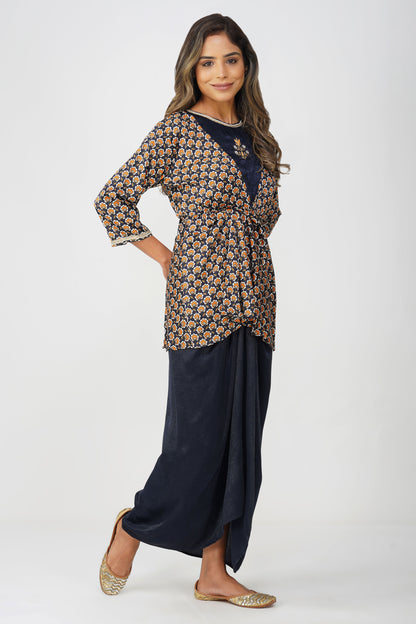 Piya Drape Skirt Set – Midnight Bloom