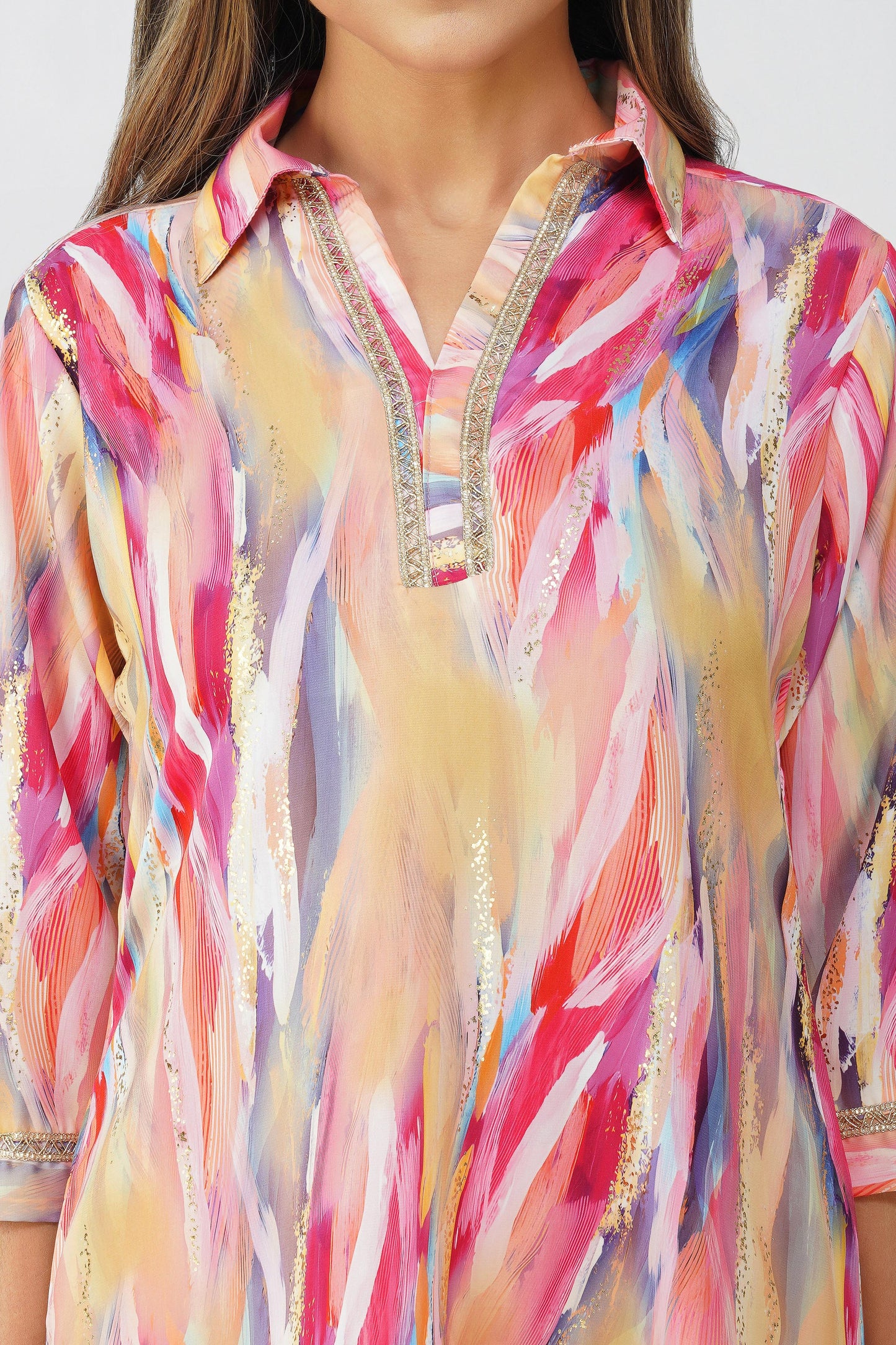 Paint Brush Satin Coord Set – Rose Pink Sorbet