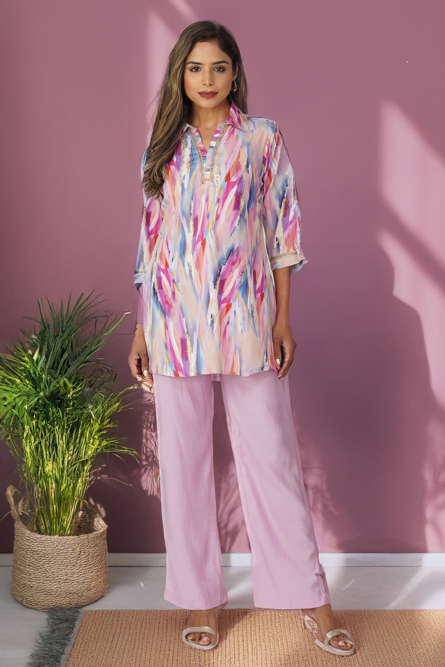 Paint Brush Satin Coord Set – Lavender Haze