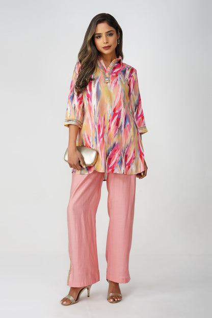 Paint Brush Satin Coord Set – Rose Pink Sorbet