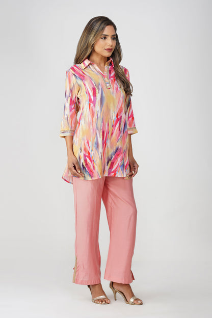 Paint Brush Satin Coord Set – Rose Pink Sorbet