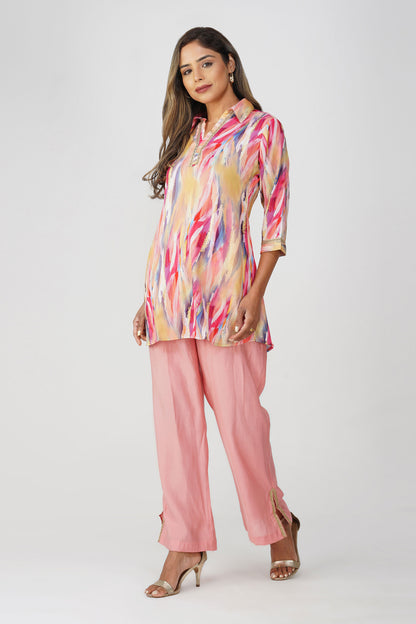 Paint Brush Satin Coord Set – Rose Pink Sorbet