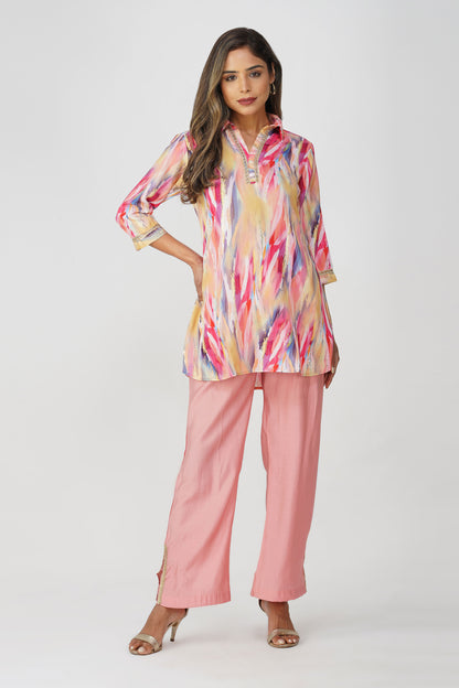 Paint Brush Satin Coord Set – Rose Pink Sorbet
