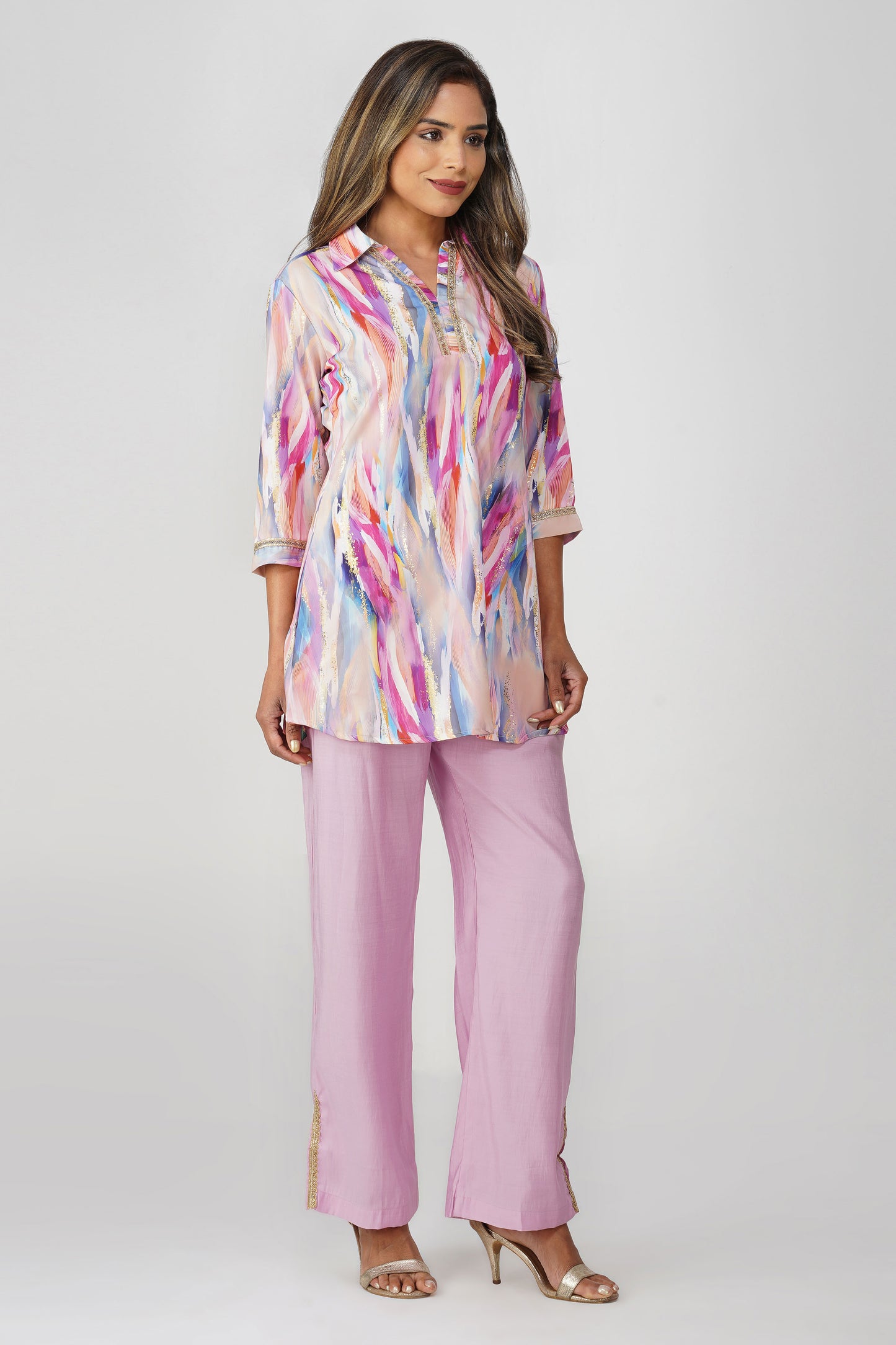 Paint Brush Satin Coord Set – Lavender Haze