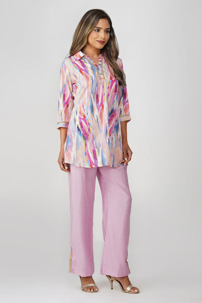 Paint Brush Satin Coord Set – Lavender Haze