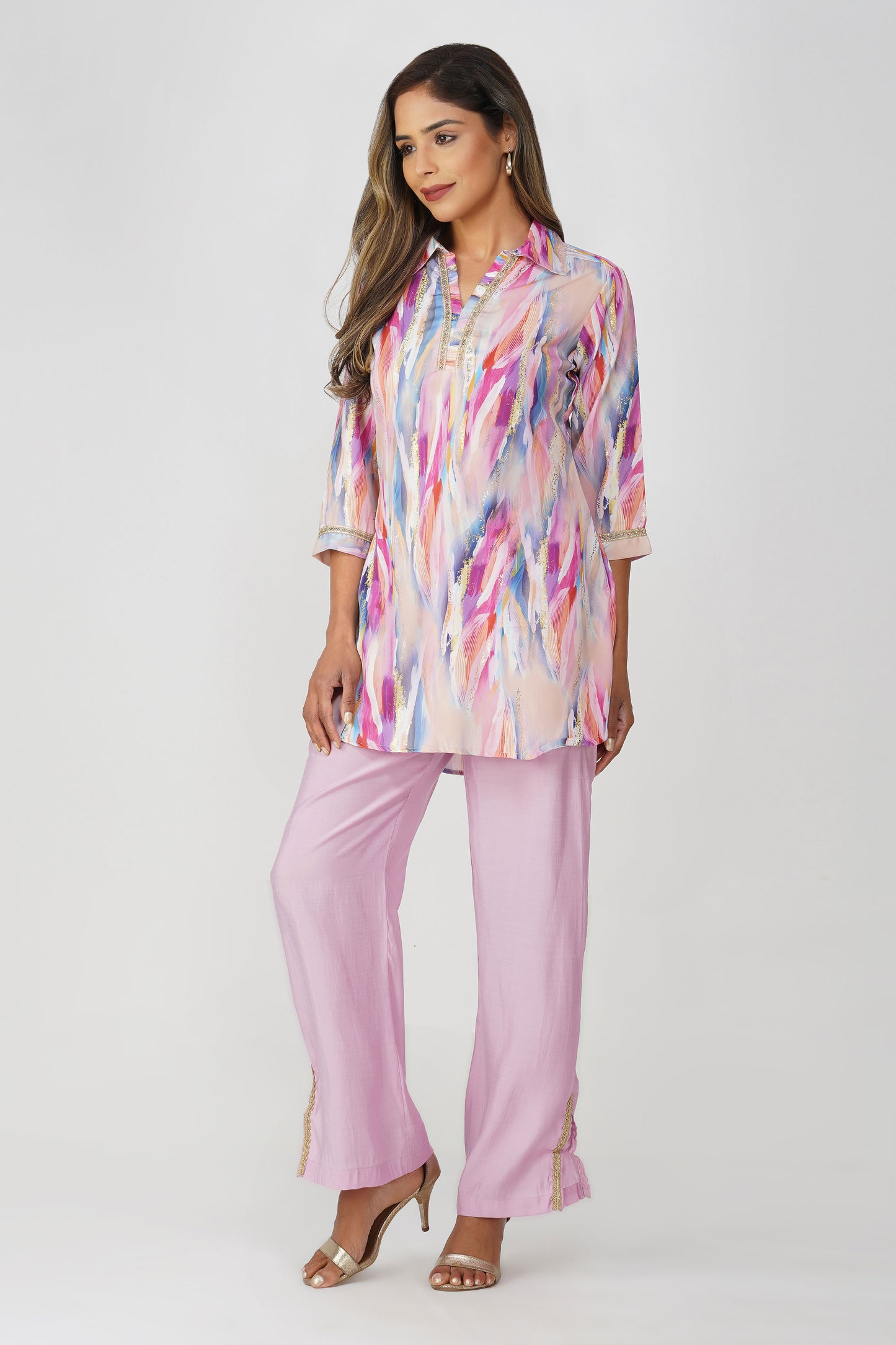 Paint Brush Satin Coord Set – Lavender Haze