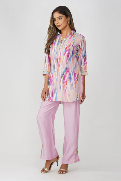 Paint Brush Satin Coord Set – Lavender Haze