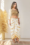 Haldi Haze Shibori Drape Skirt Set | Bindigasm