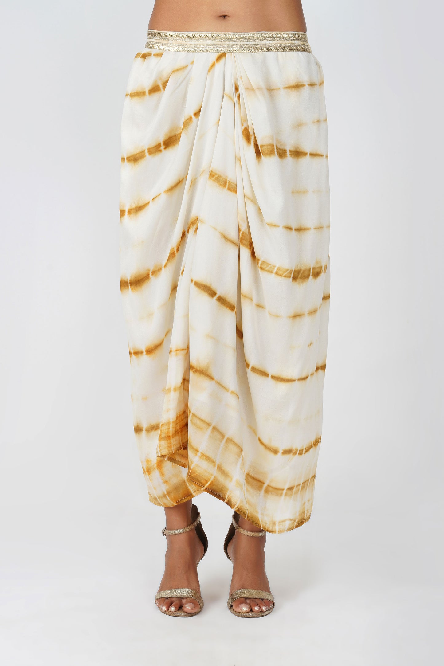 Haldi Haze Shibori Drape Skirt Set | Bindigasm