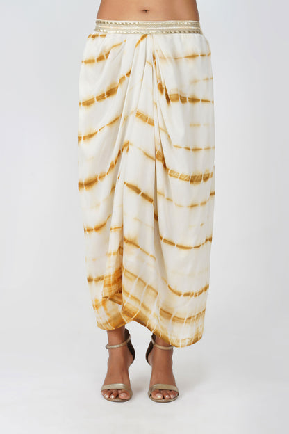 Haldi Haze Shibori Drape Skirt Set | Bindigasm