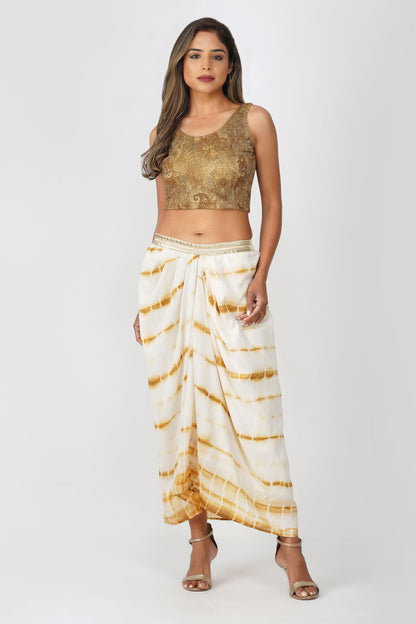 Haldi Haze Shibori Drape Skirt Set | Bindigasm
