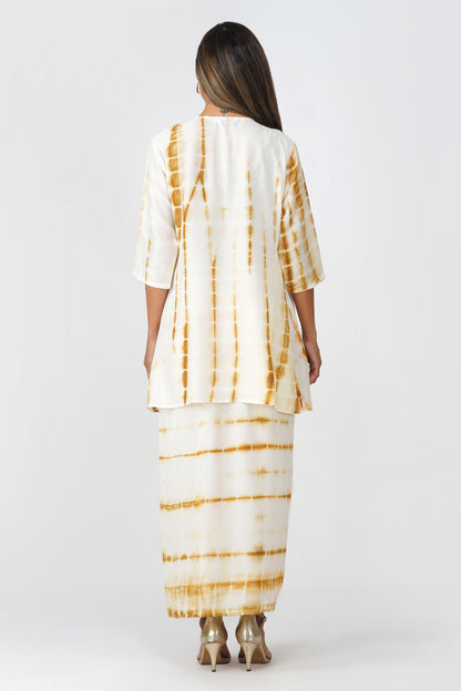 Haldi Haze Shibori Drape Skirt Set | Bindigasm