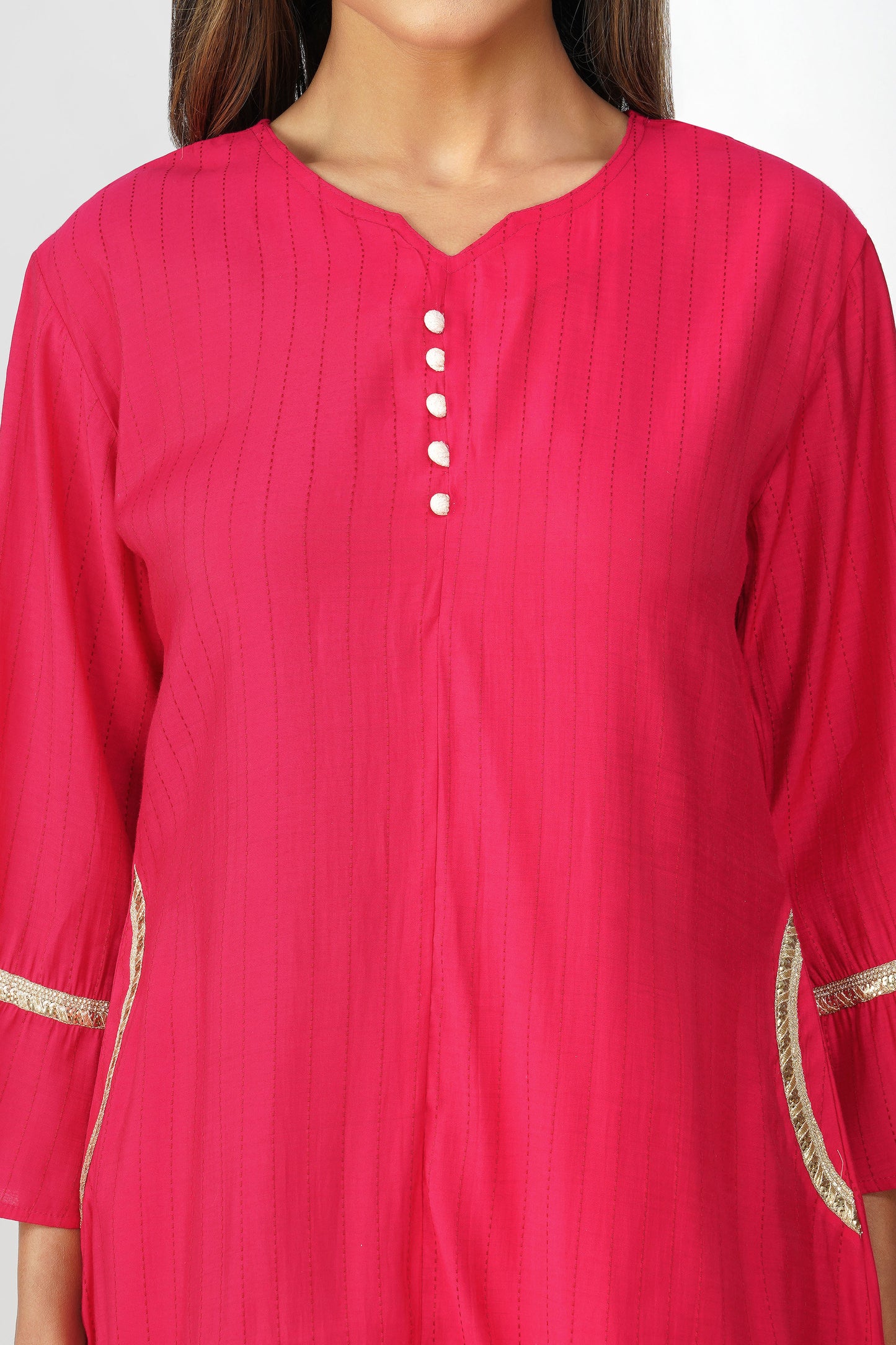 Taara Stripes Gold Lace Coord Set – Rani Pink