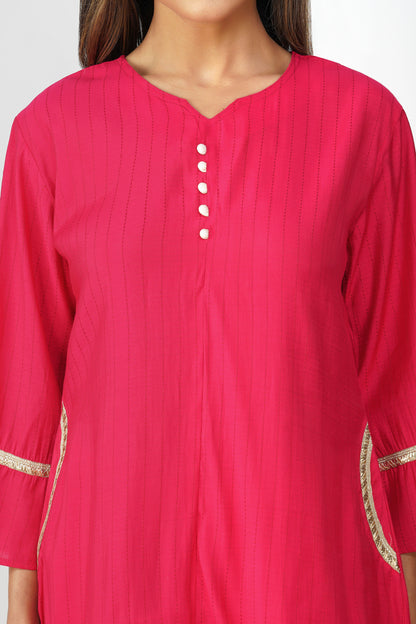 Taara Stripes Gold Lace Coord Set – Rani Pink