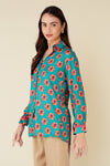 Phool Bright Flowers Shirt with Lace Detail - Green