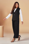 Asmi Linen Jacket Co-ord Set – Black with Paperbag Trousers | Bindigasm