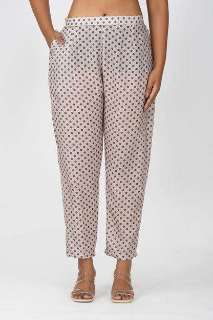 Grey Illustration Kurta Co-ord Set & Polka Dot Pants