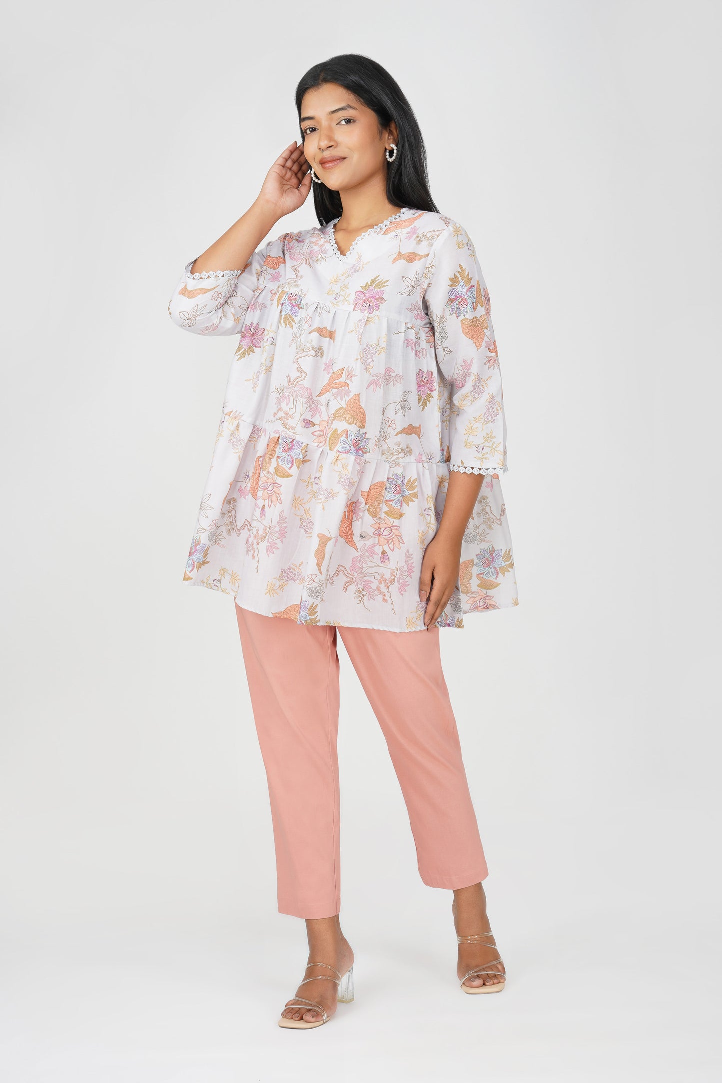 Dancing Peplum Printed Cotton Tunic Co-ords