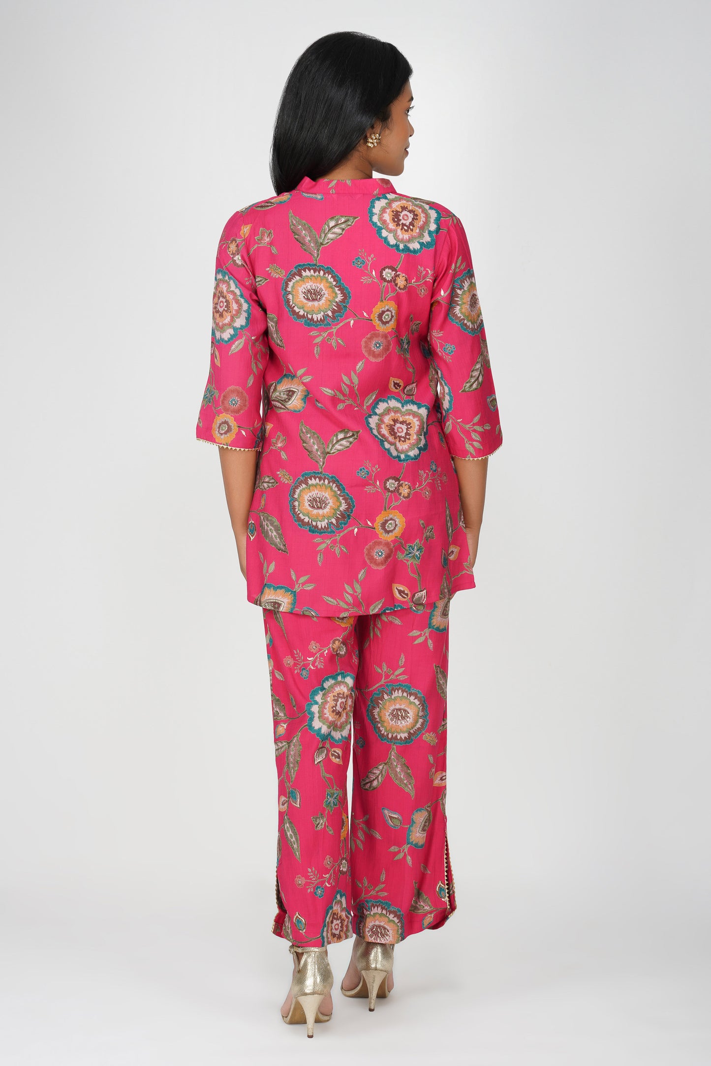 Maahi Festive Floral Print Jacket with Pants Set of 3 Co-ord