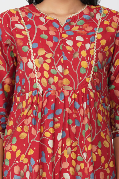Riya Ethnic Top with Zari - Red