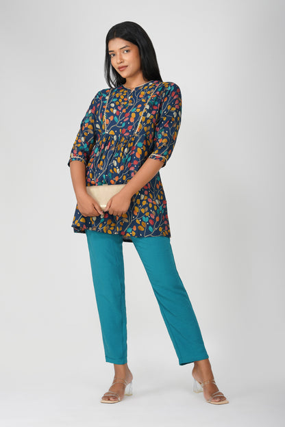 Riya Ethnic Top with Zari - Blue